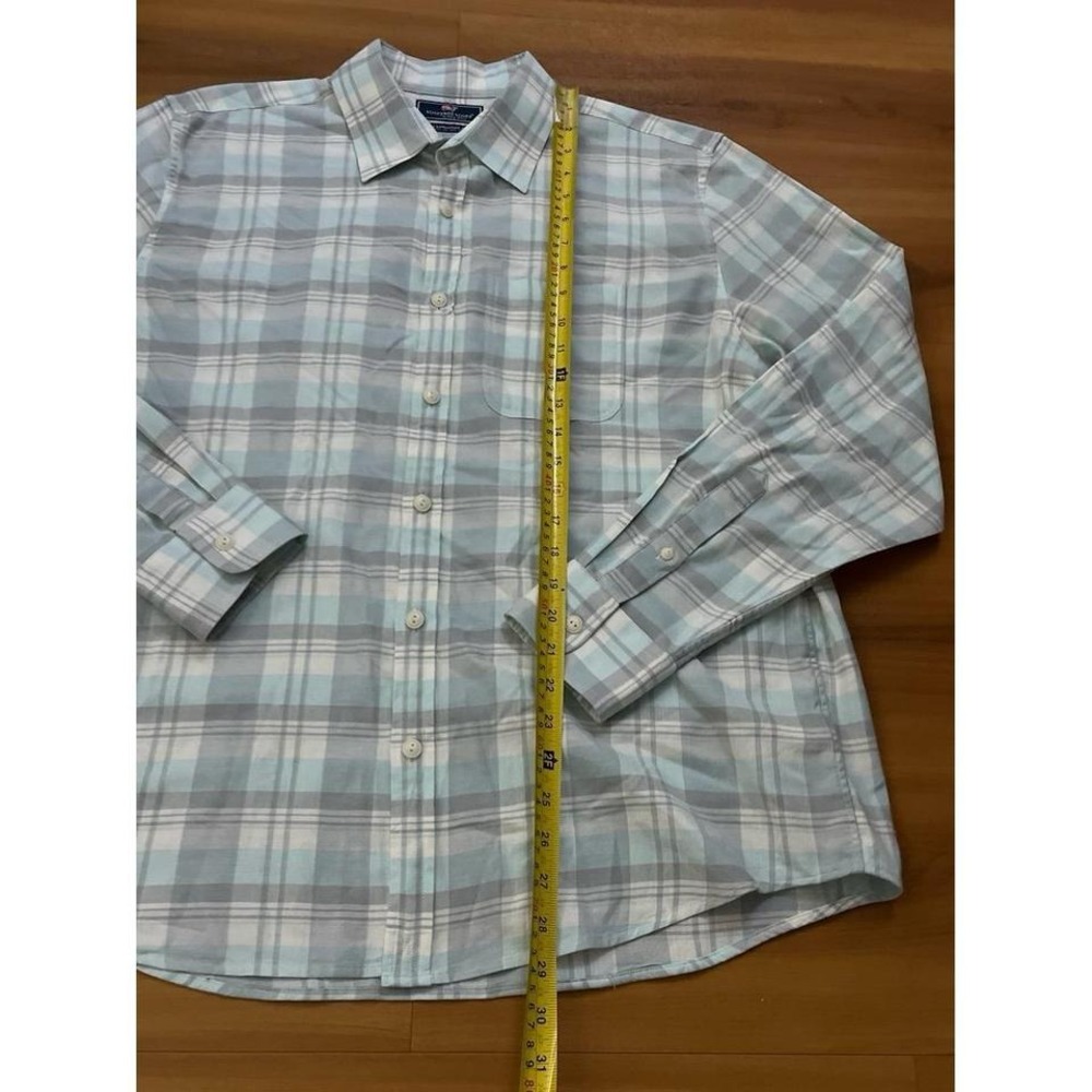 Mens Vineyard Vines Slim Longshore Silk Blend Plaid Button Down Casual Shirt - Picture 4 of 6